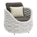 Front view of 34" Gray and White Fabric Club Chair by Homeroots