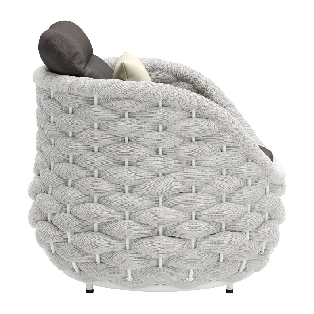 Close-up of the soft cushion on the Gray and White Club Chair