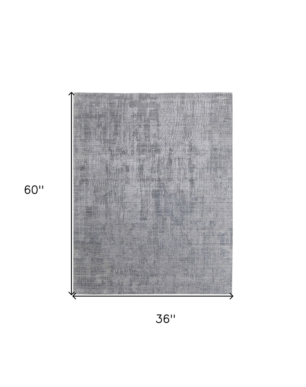 3' X 5' Light Blue and Silver Abstract Hand Woven Worn Faded Area Rug