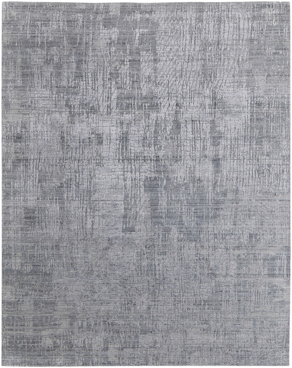 3' X 5' Light Blue and Silver Abstract Hand Woven Worn Faded Area Rug