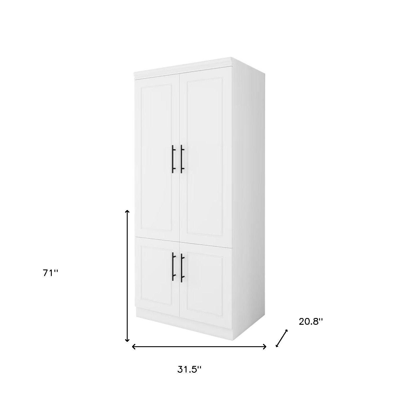 Front view of 71-Inch White Four Door Combo Dresser by Homeroots