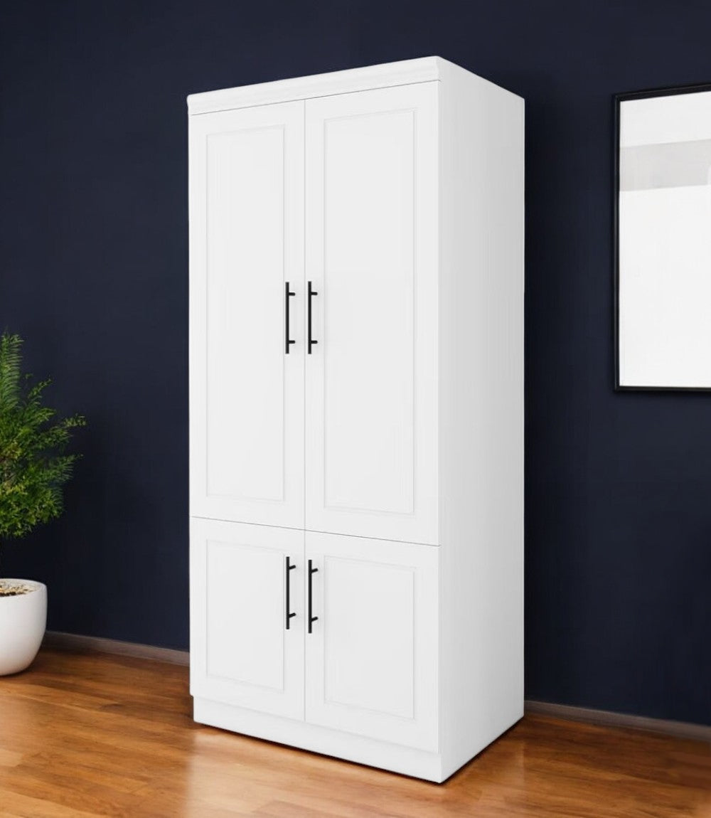 Top view of 71-Inch White Four Door Combo Dresser highlighting storage options