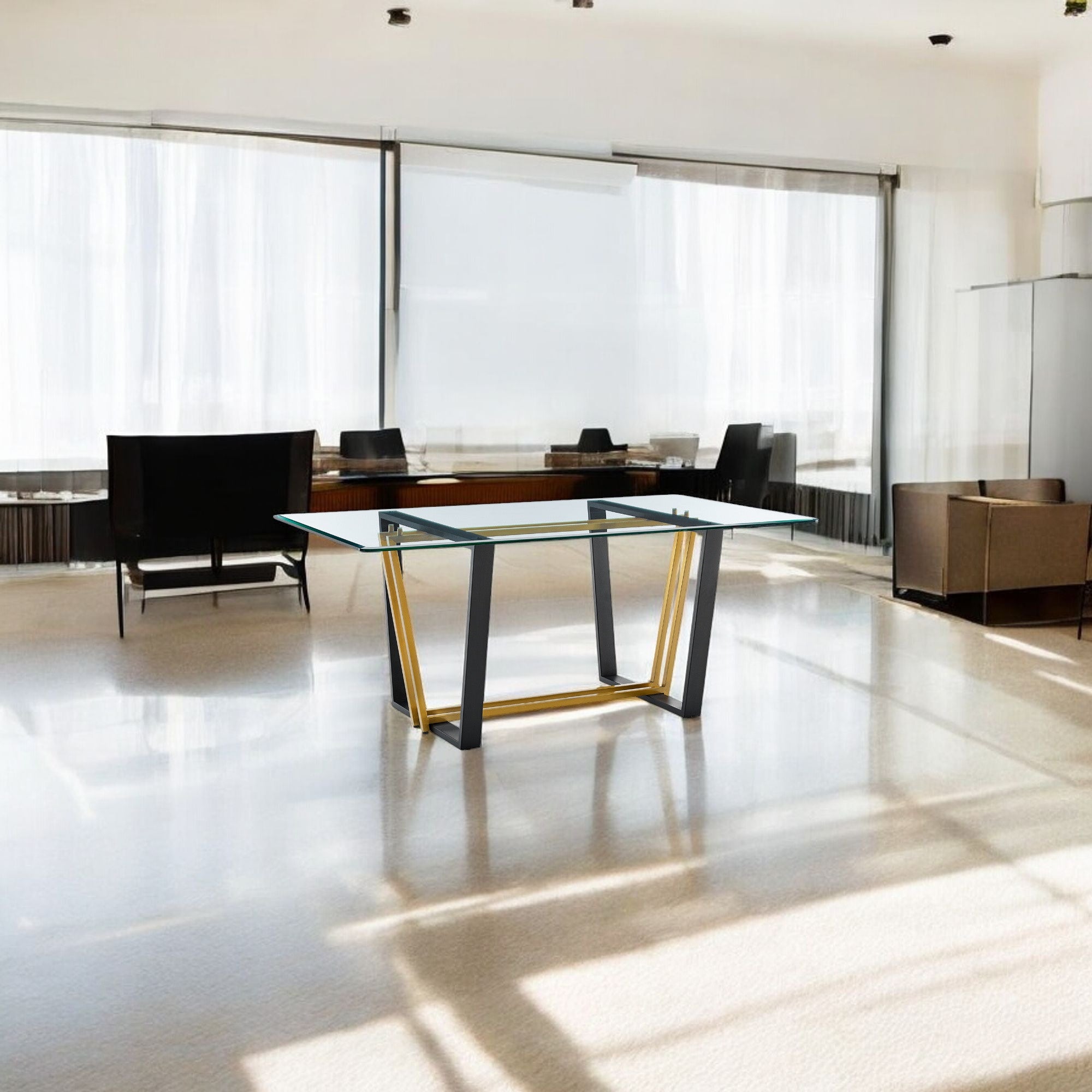 Close-up of the clear glass surface on Homeroots dining table