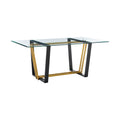 Front view of 72" Clear and Gold Glass Dining Table by Homeroots