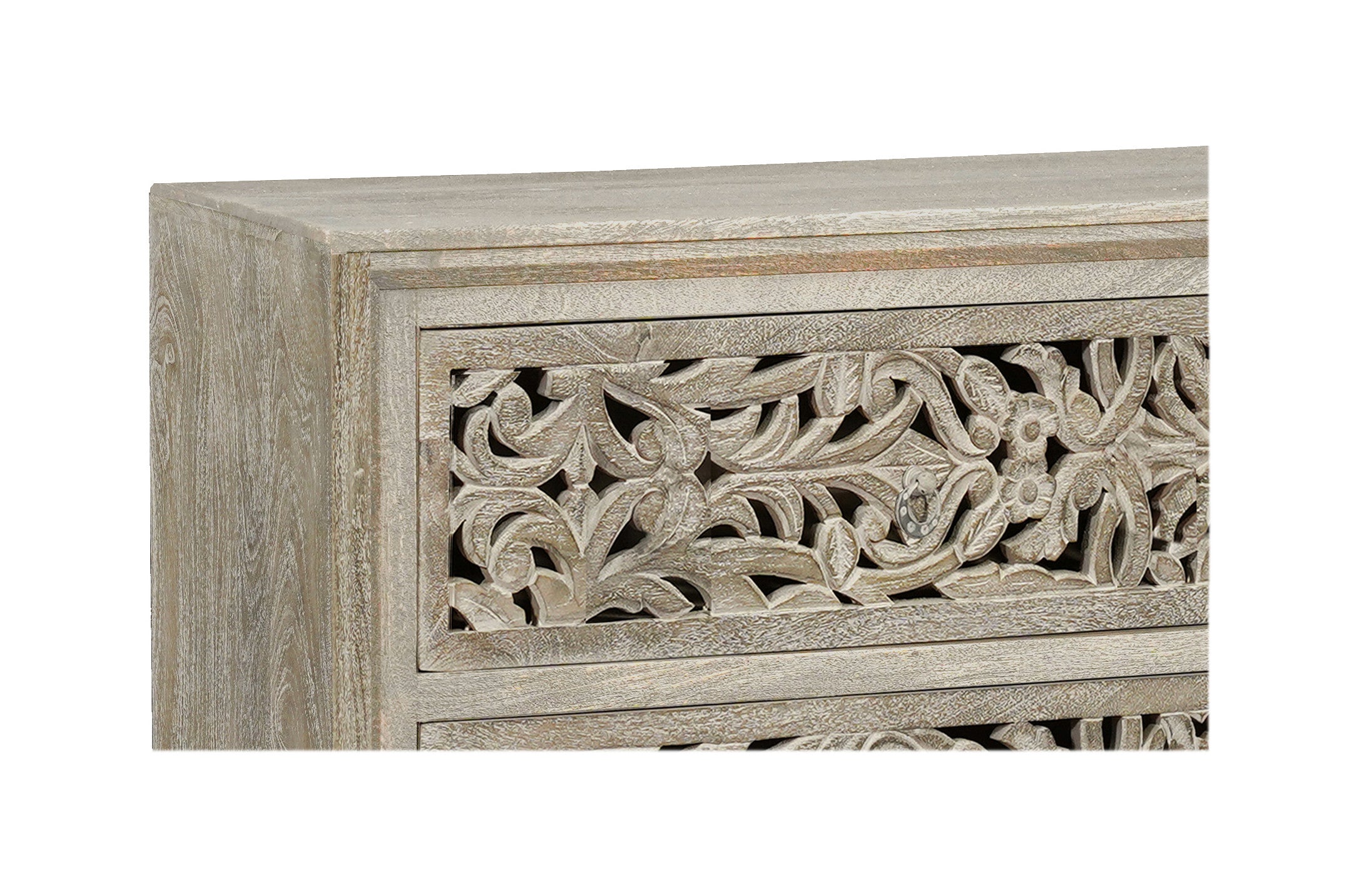 Lifestyle image of 57-Inch Gray Solid Wood Dresser in modern bedroom