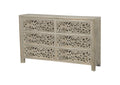 Front view of 57-Inch Gray Solid Wood Six Drawer Dresser by Homeroots