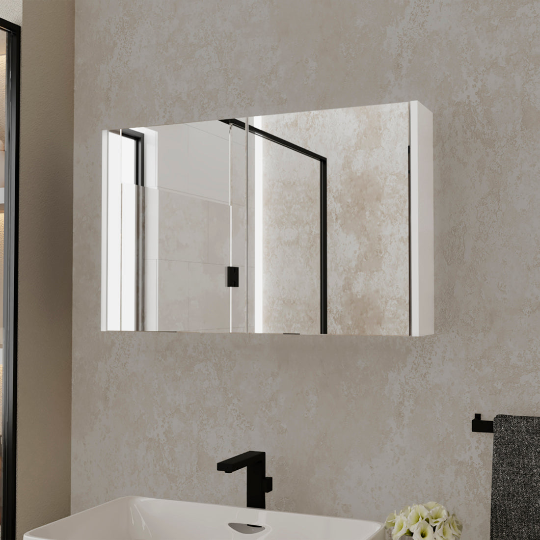 32" White Wood Floating Bathroom Vanity