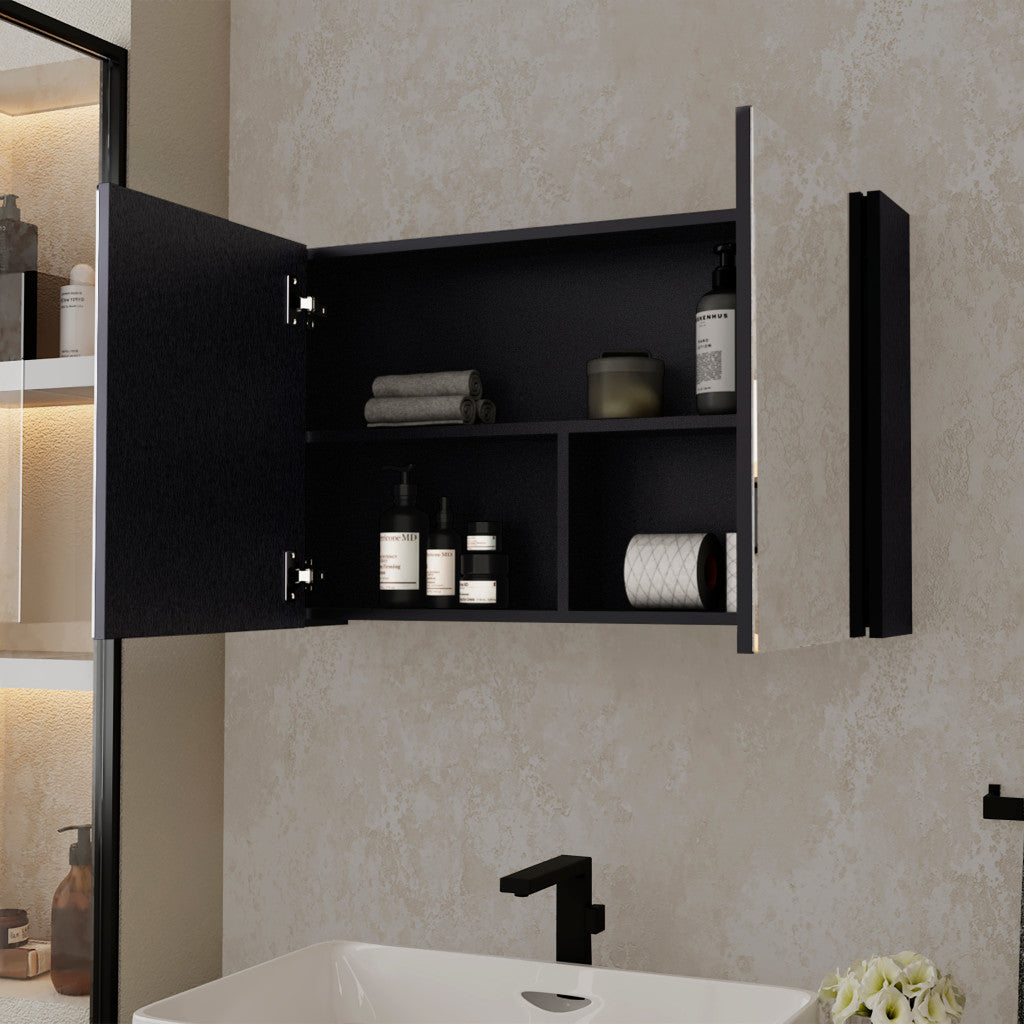 32" Black Wood Floating Bathroom Vanity