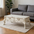 Front view of 57-Inch Bone Wood Coffee Table with Drawers by Homeroots