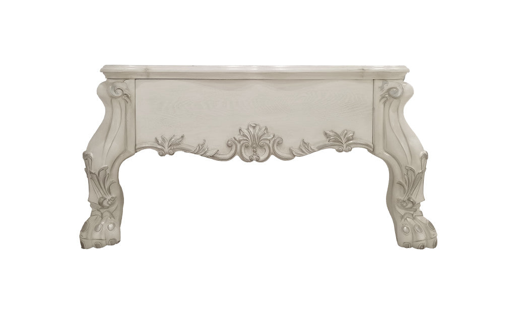 Top view of 57-Inch Bone Wood Coffee Table displaying its spacious surface