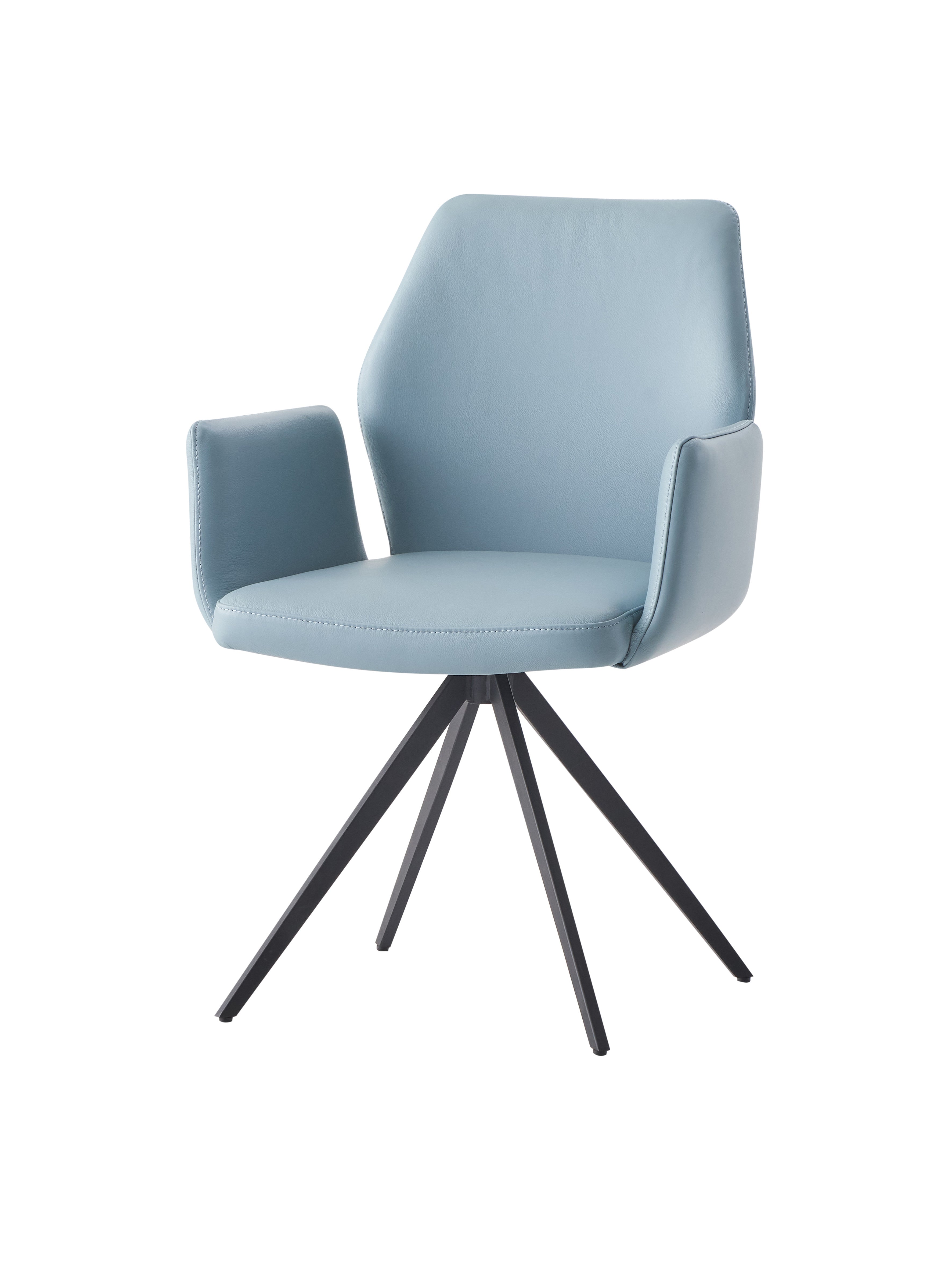 Light Blue and Black Upholstered Leather Dining Side Chair