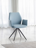 Light Blue and Black Upholstered Leather Dining Side Chair