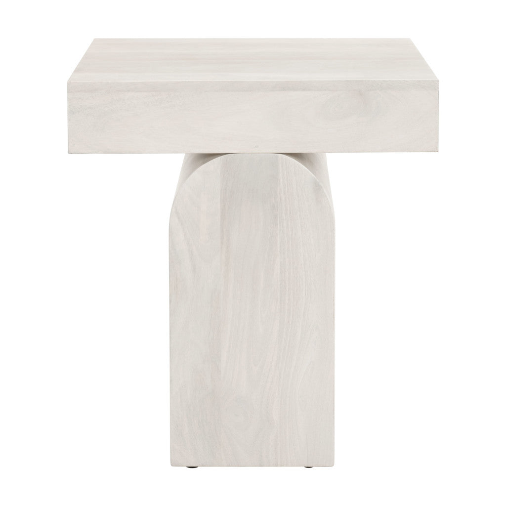 22" Natural Solid Wood Square Pedestal End Table