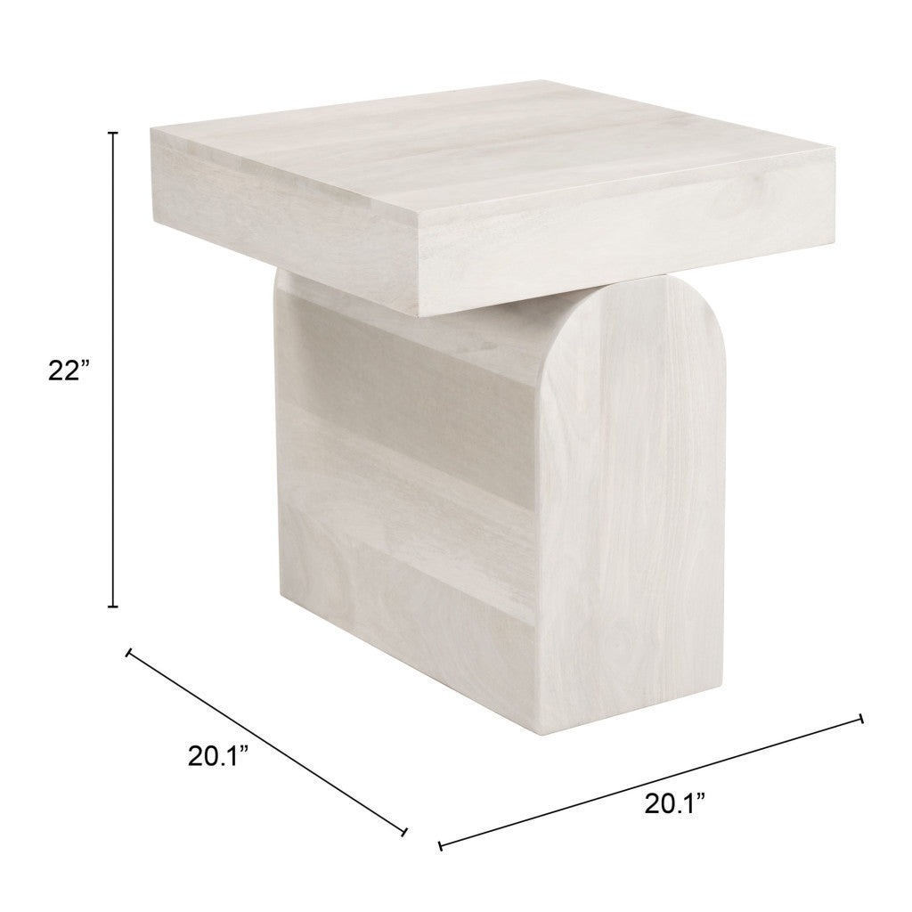 22" Natural Solid Wood Square Pedestal End Table