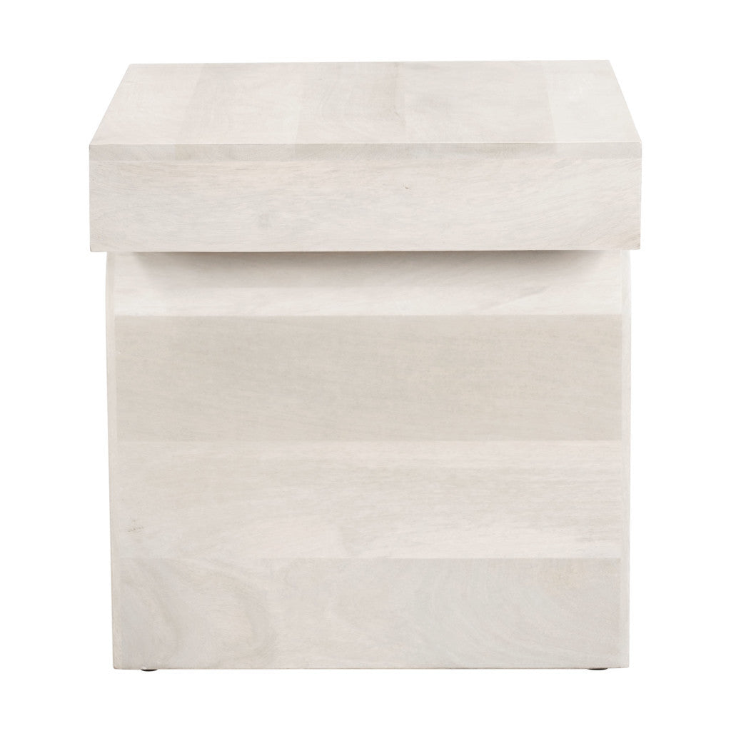 22" Natural Solid Wood Square Pedestal End Table