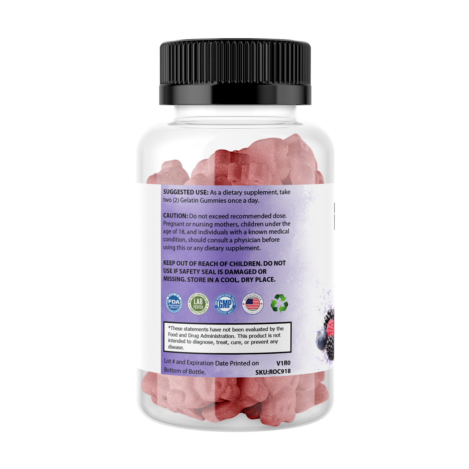Front view of Delicious Multivitamin Gummies by Purex Nutrition