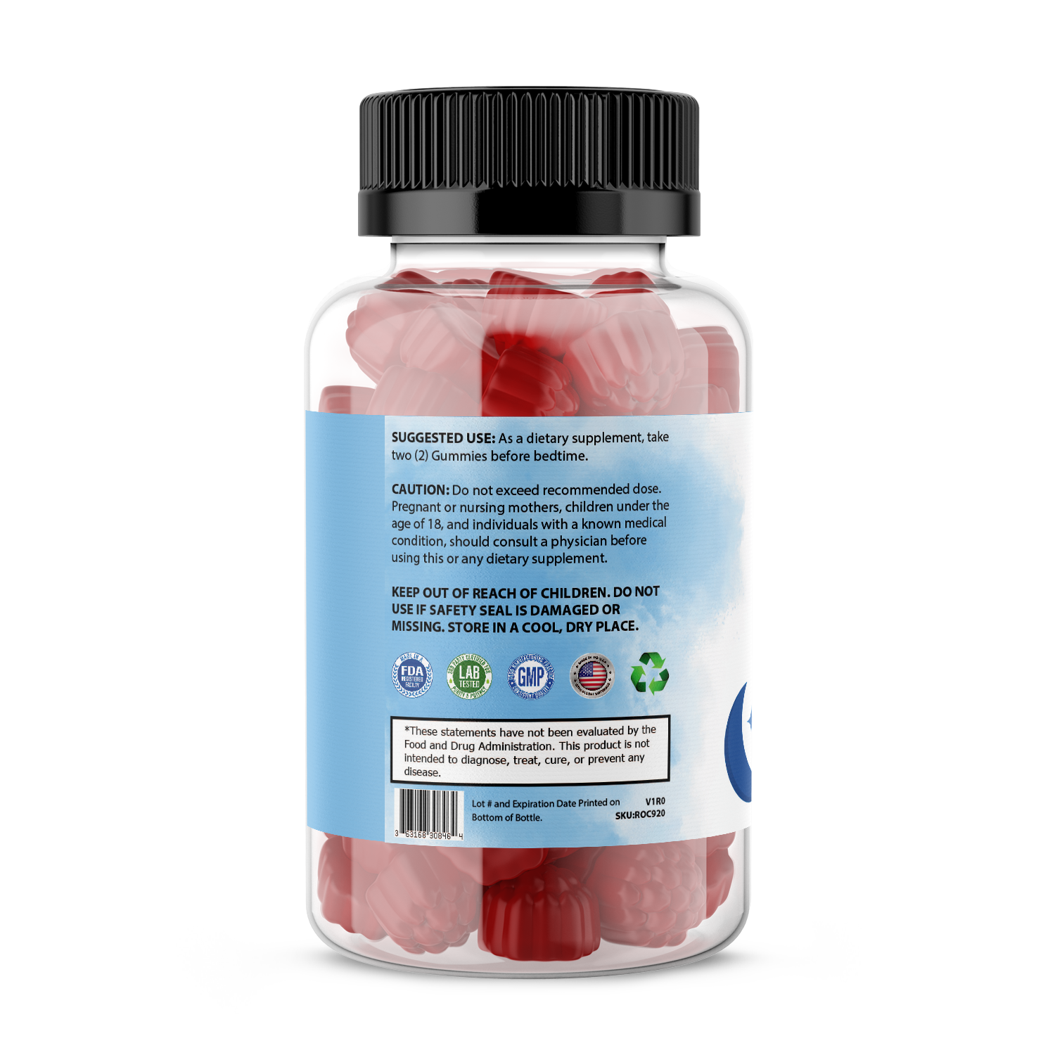 Front view of Ultimate Restful Sleep Gummies with Melatonin by Purex Nutrition