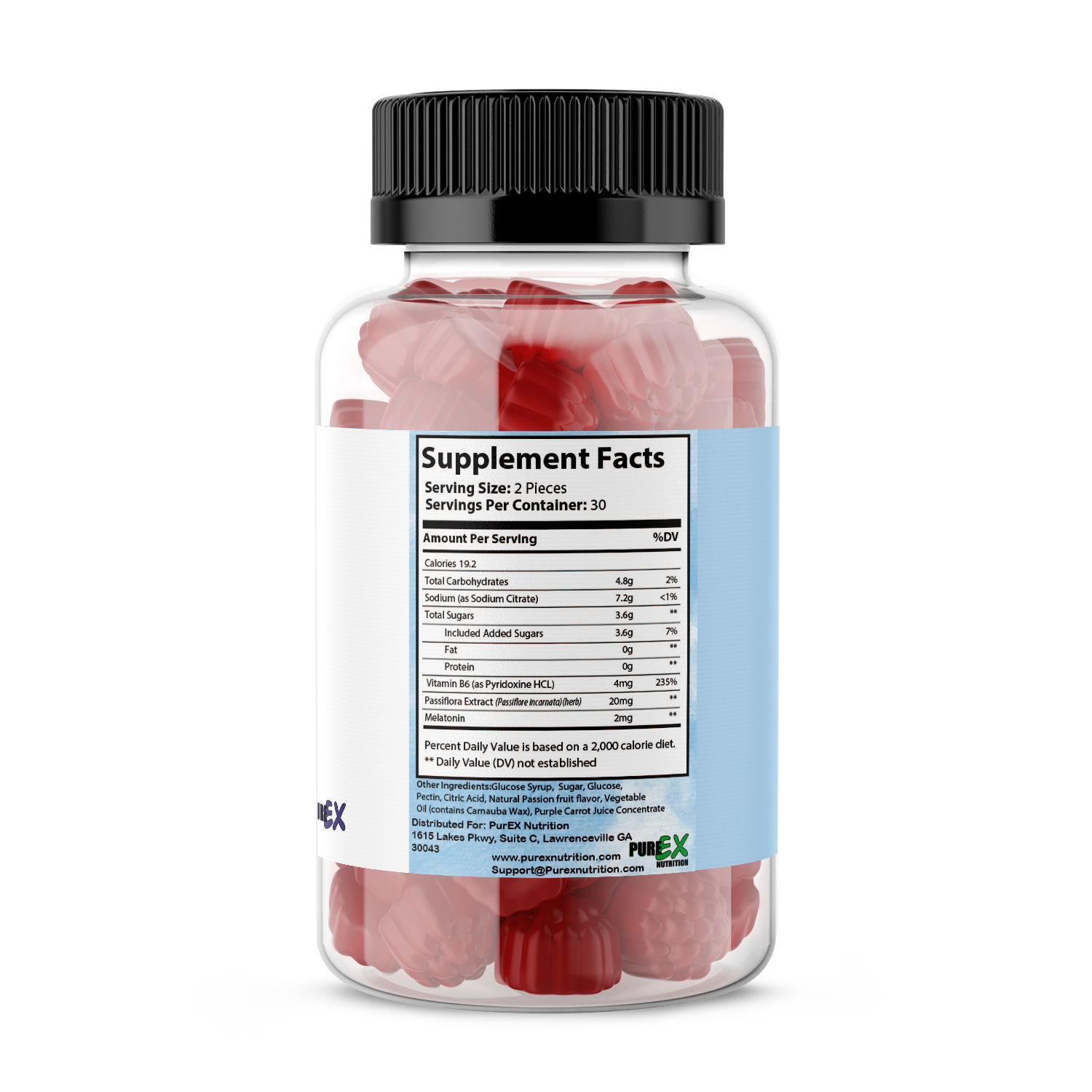 Side view of Ultimate Restful Sleep Gummies showcasing their vibrant color