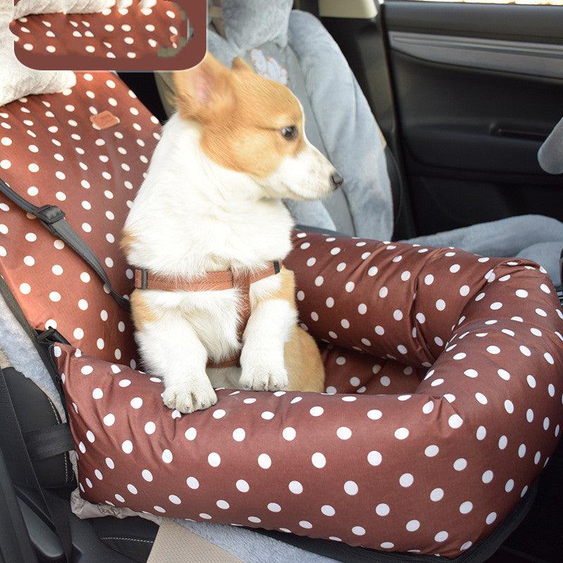 Front view of Ultimate Cozy Pet Travel Car Seat for small dogs by Dog Hugs Cat