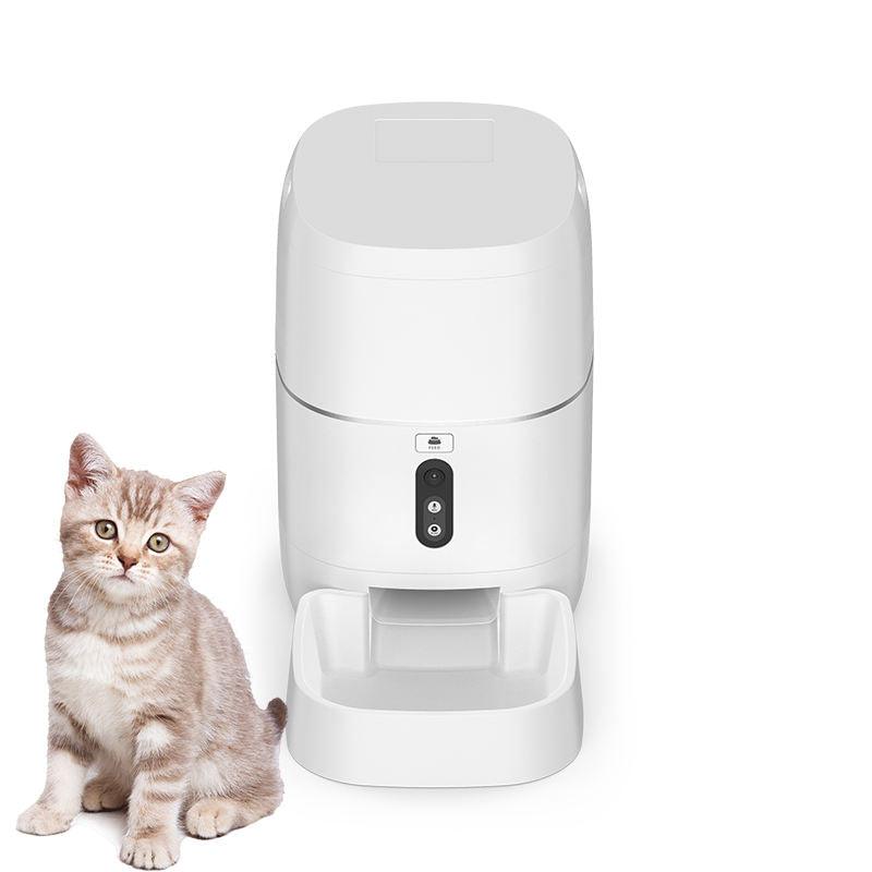 Side angle of Smart Automatic Pet Feeder & Water Dispenser showcasing sleek design
