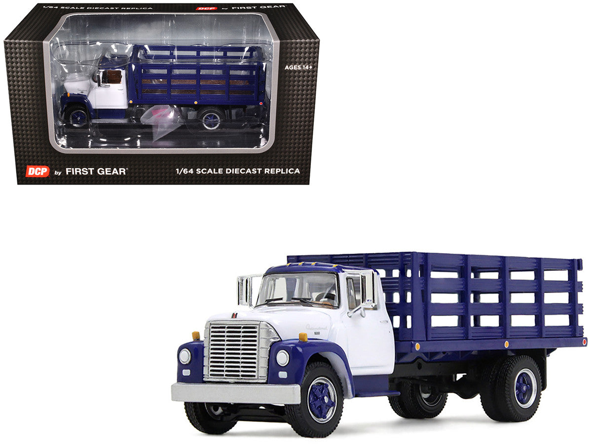 Top-down view of 1970s International Loadstar Diecast Stake Truck in navy blue