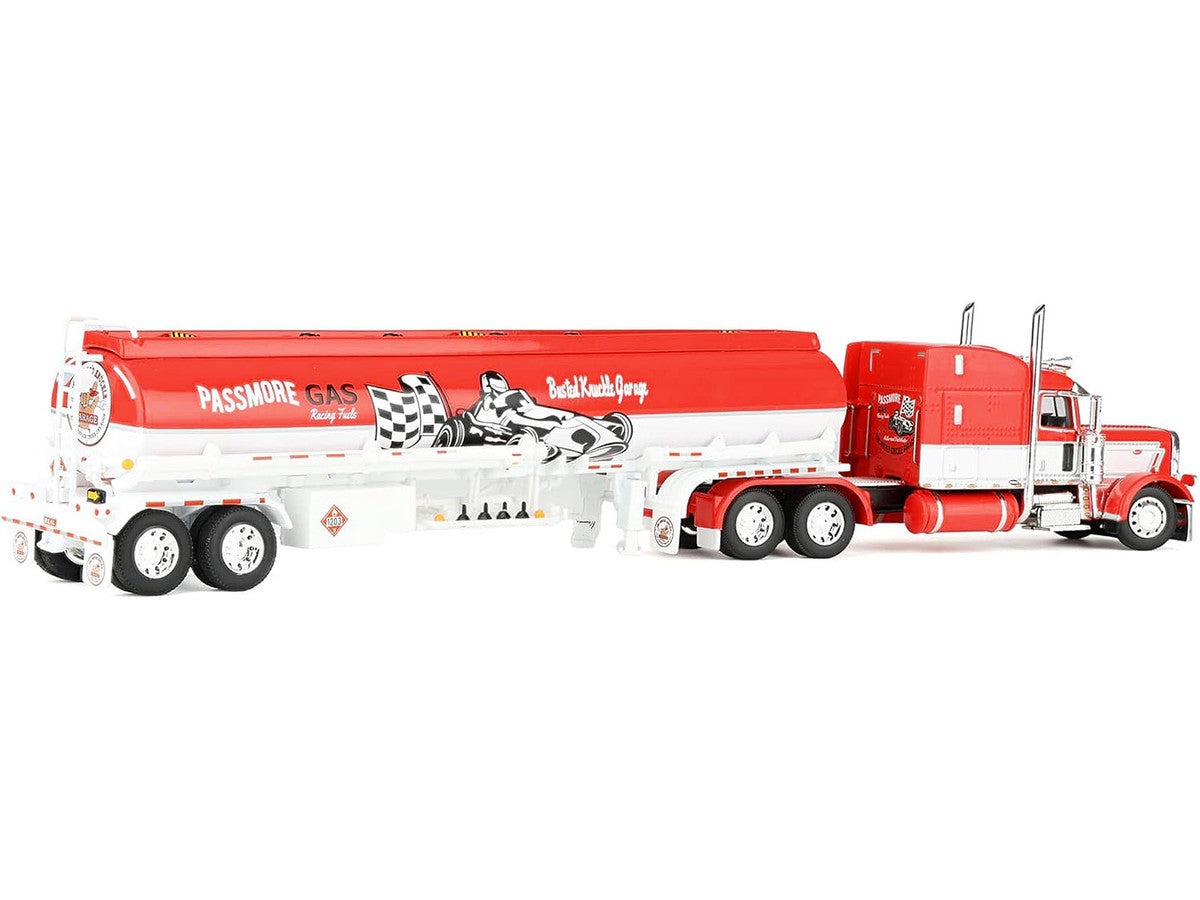 Front view of Peterbilt 389 Diecast Model with Fuel Tank Trailer by First Gear