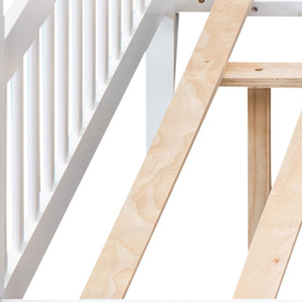 Elegant White Wood Full Canopy Bed Frame styled with bedding