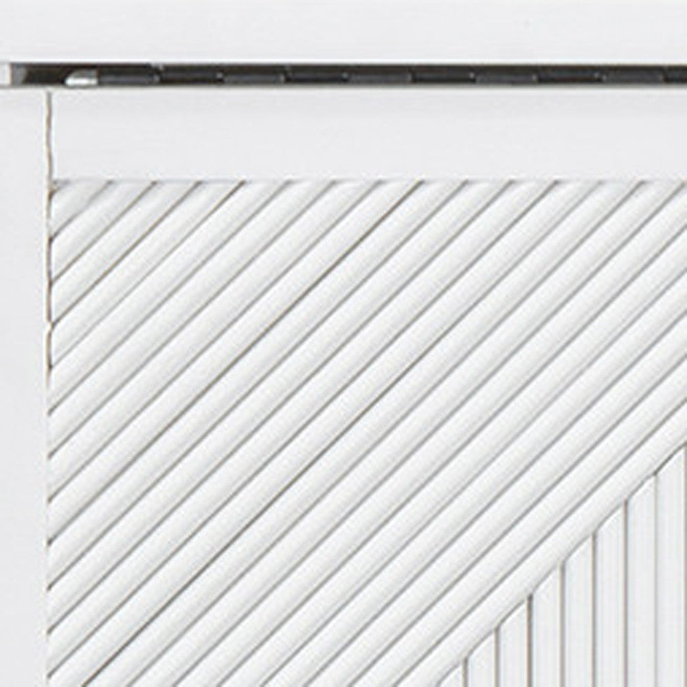 Detail view of the hardware on White Wood Queen Murphy Bed