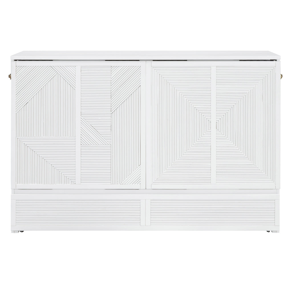 Front view of White Wood Queen Murphy Bed by Homeroots