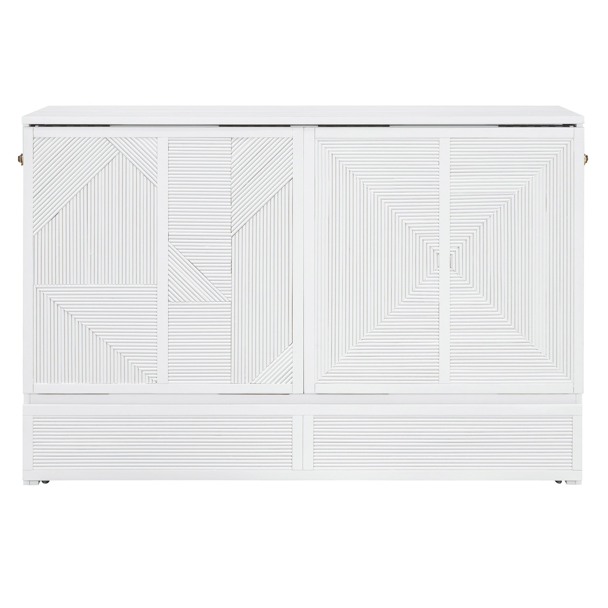 Front view of White Wood Queen Murphy Bed by Homeroots