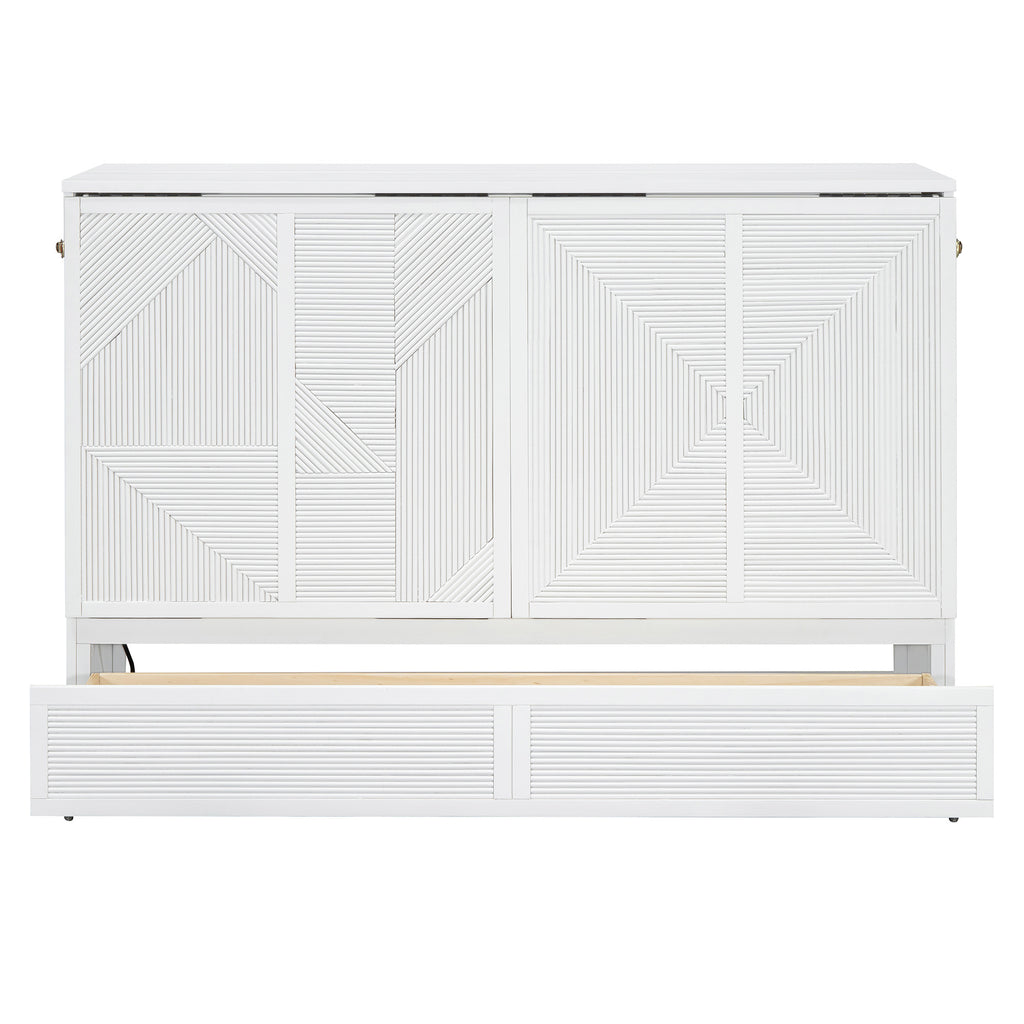 Lifestyle image of White Wood Queen Murphy Bed in use