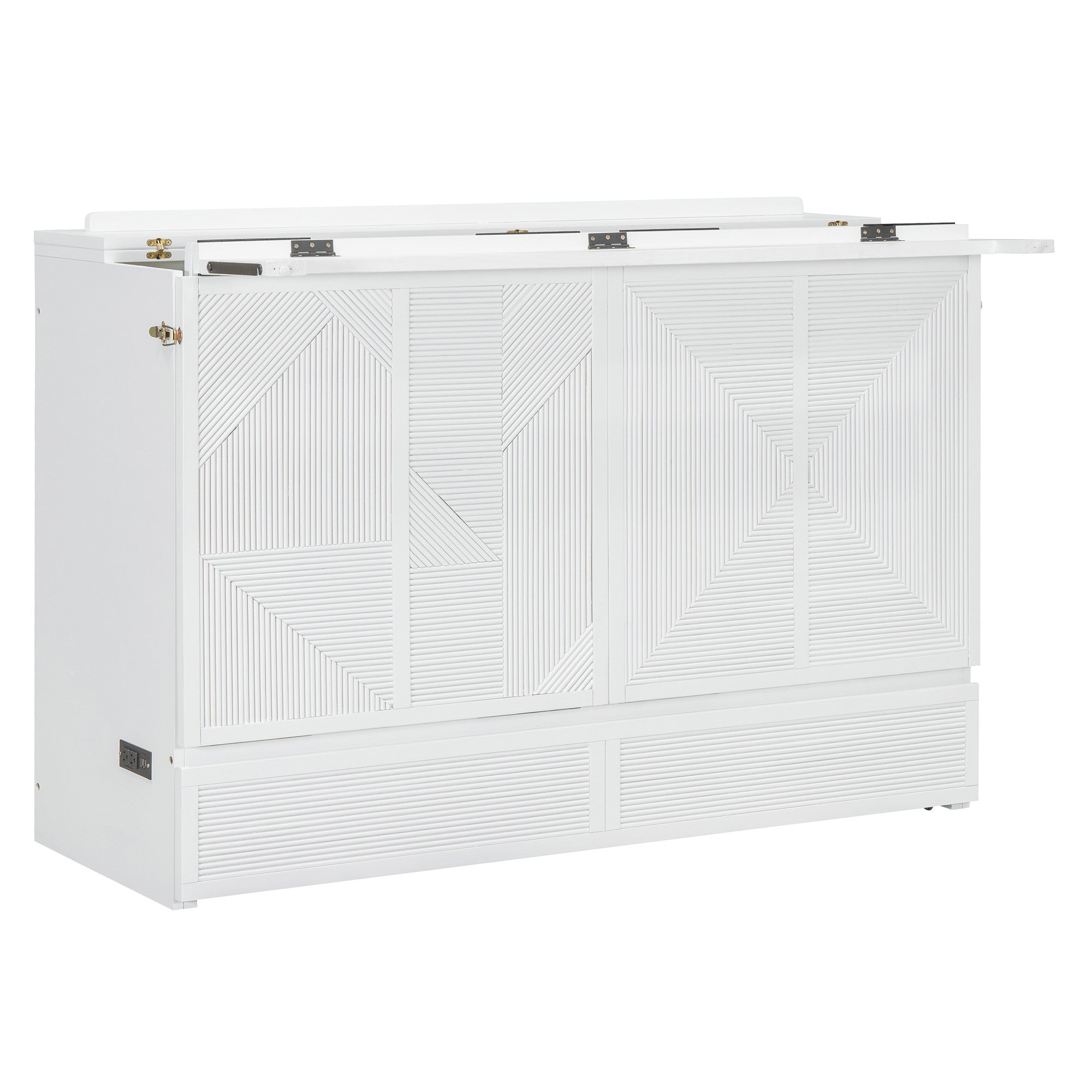 White Wood Queen Murphy Bed in a beautifully styled bedroom setting