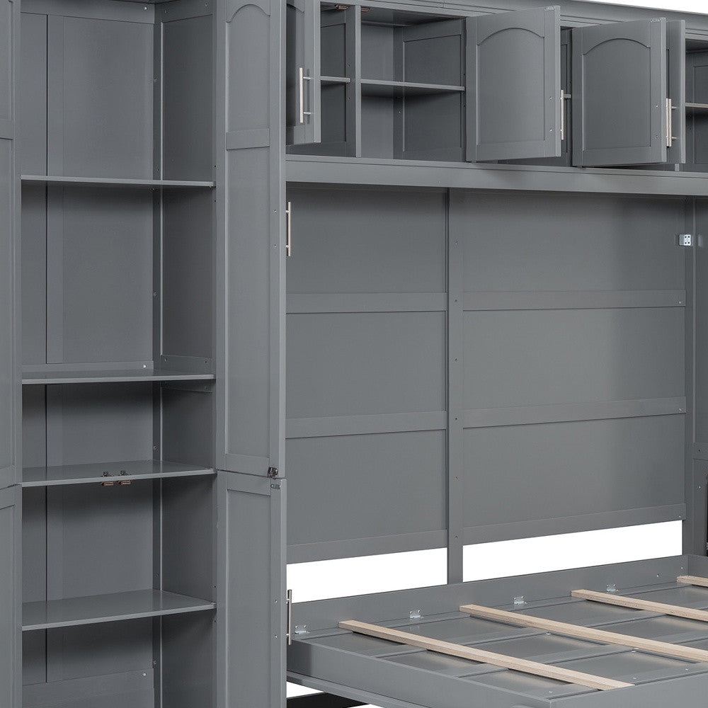 Stylish Gray Wood Queen Murphy Bed in a modern living space