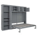Front view of Gray Wood Queen Murphy Bed by Homeroots