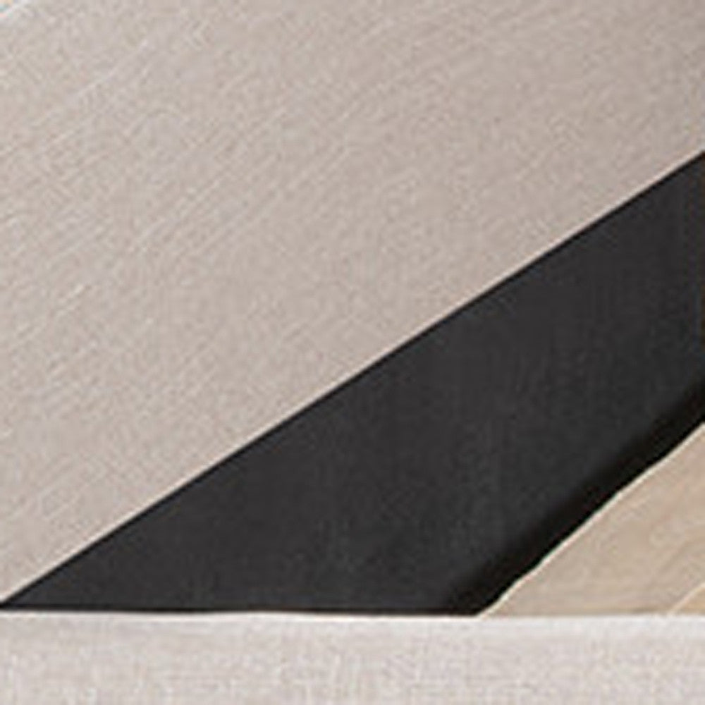 Beige Upholstered Full Bed Frame With Drawers