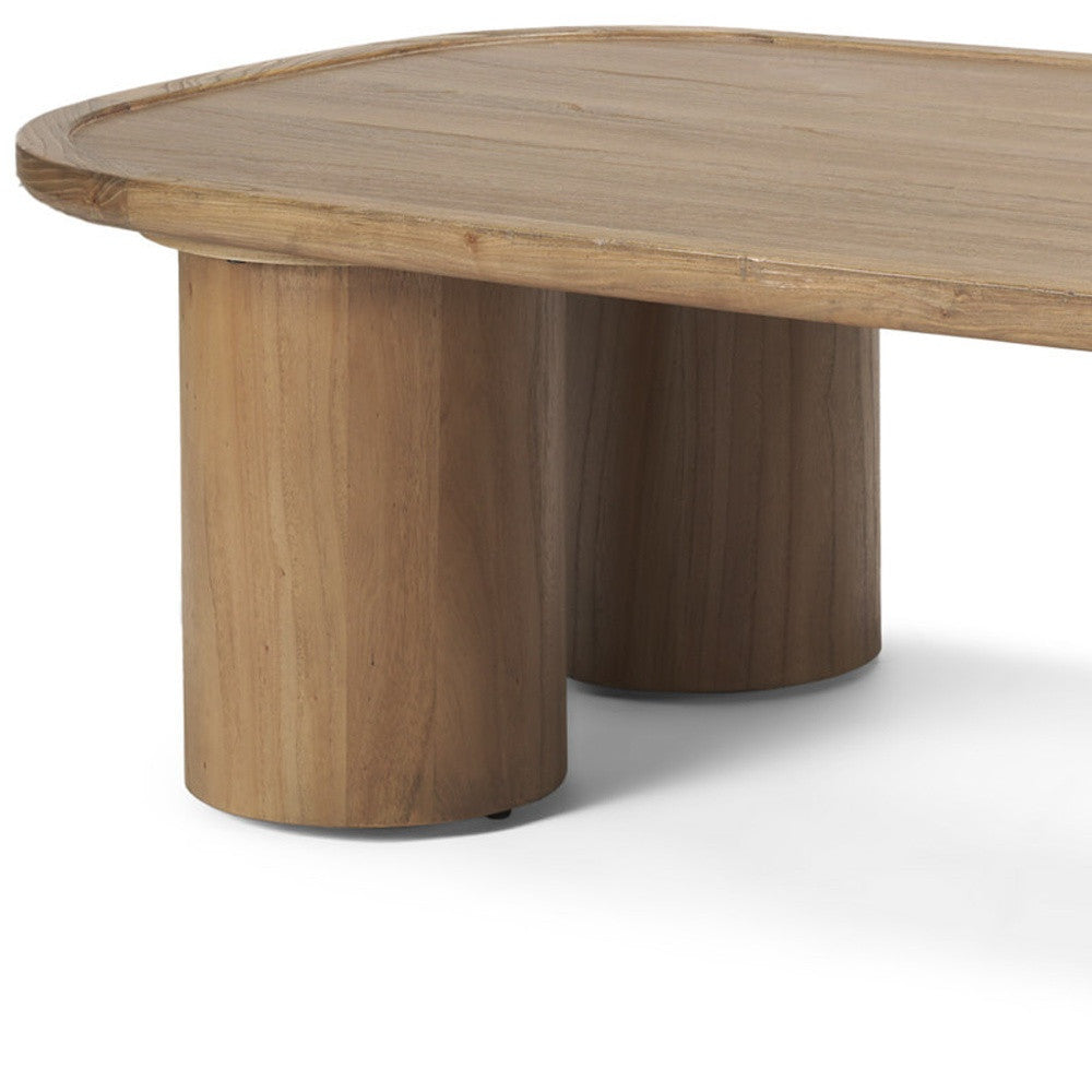 Front view of 55" Oval Solid Wood Coffee Table by Homeroots