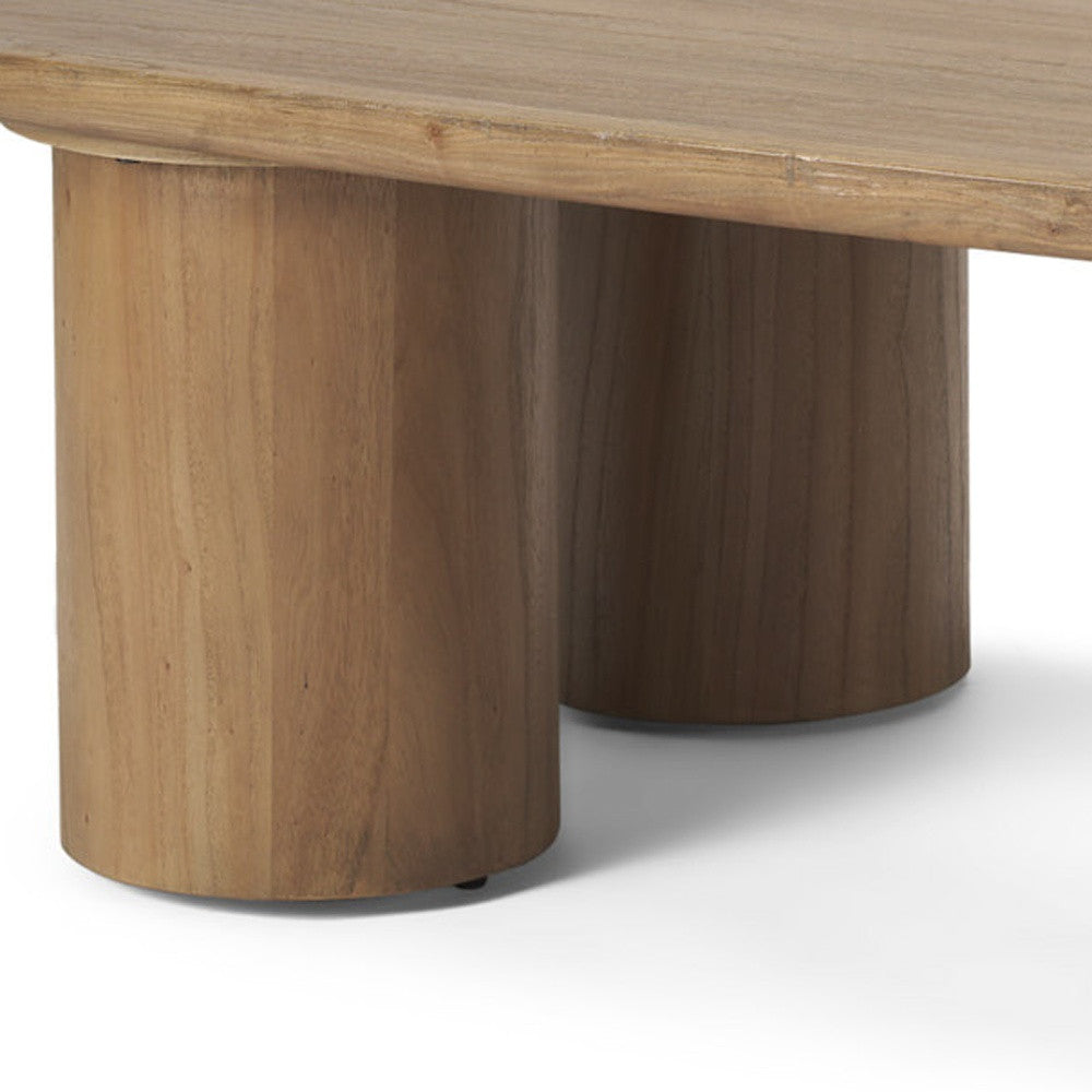 Stylish 55" Oval Solid Wood Coffee Table with minimalist design