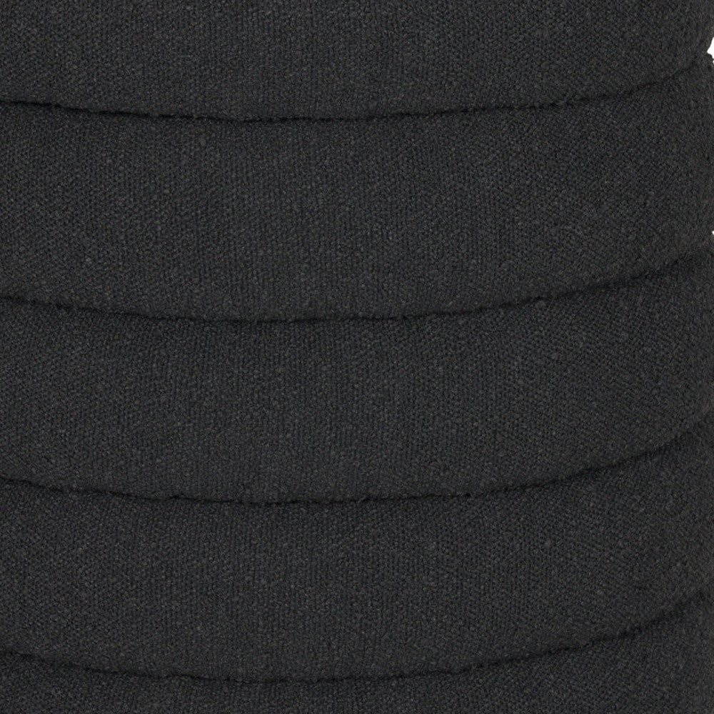 19" Black Boucle Round Storage Ottoman