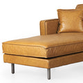Tan Genuine Leather L Shaped Sofa and Chaise Sectional With Toss Pillows