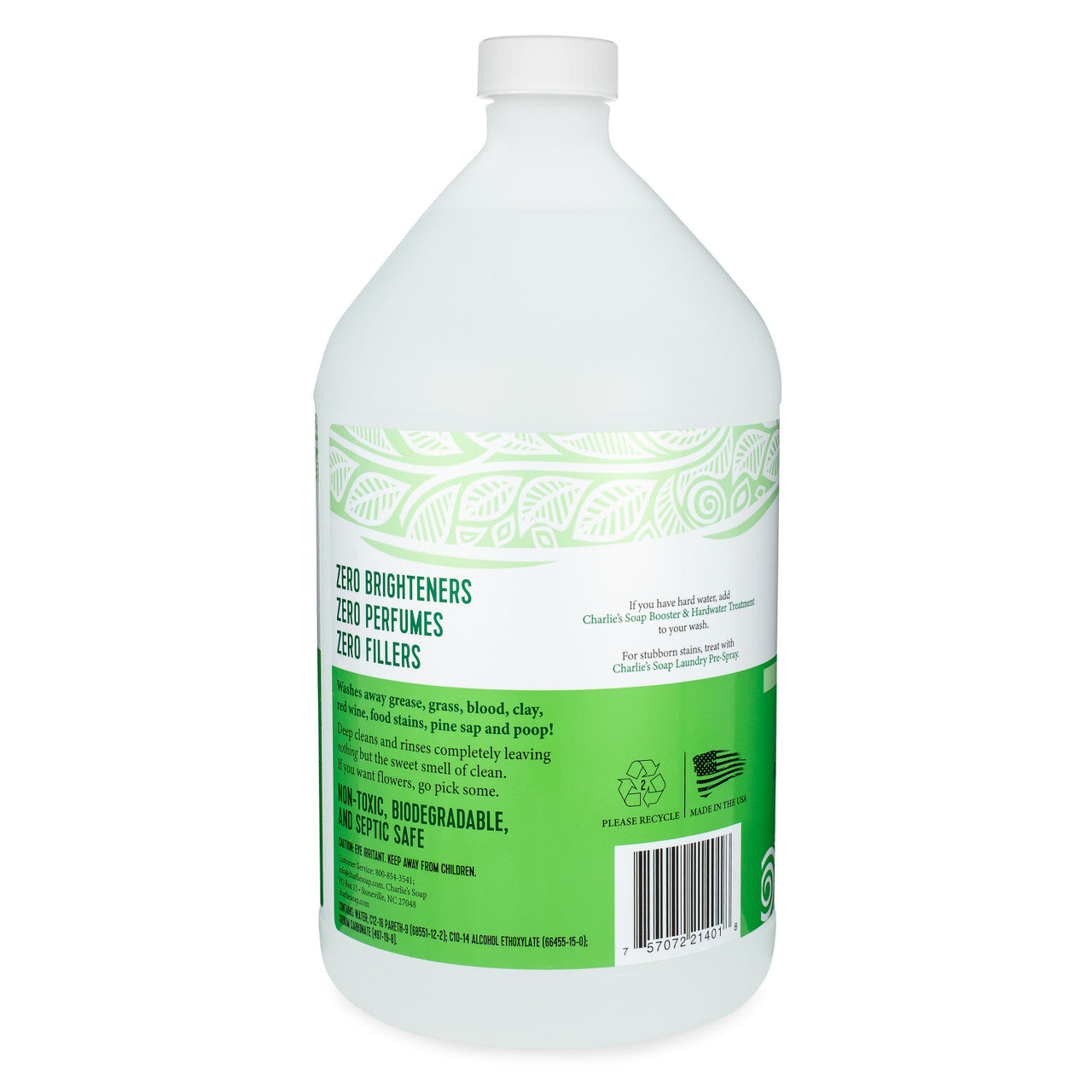 Charlie's Soap Laundry Gel being poured into a washing machine