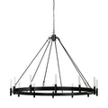 Front view of Black Candle-Style Twelve-Light Dimmable Chandelier by Homeroots