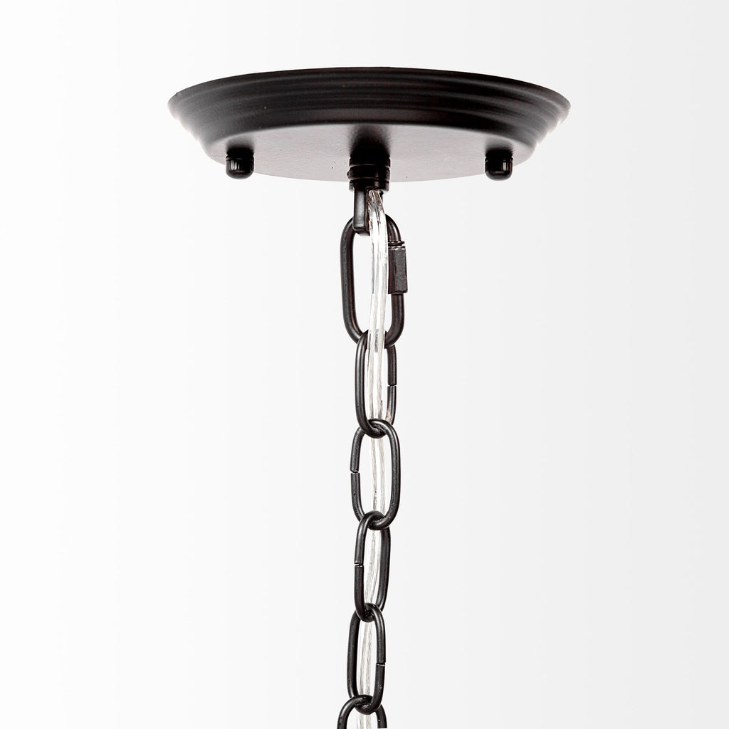 Side view of Black Candle-Style Twelve-Light Dimmable Chandelier showcasing its design
