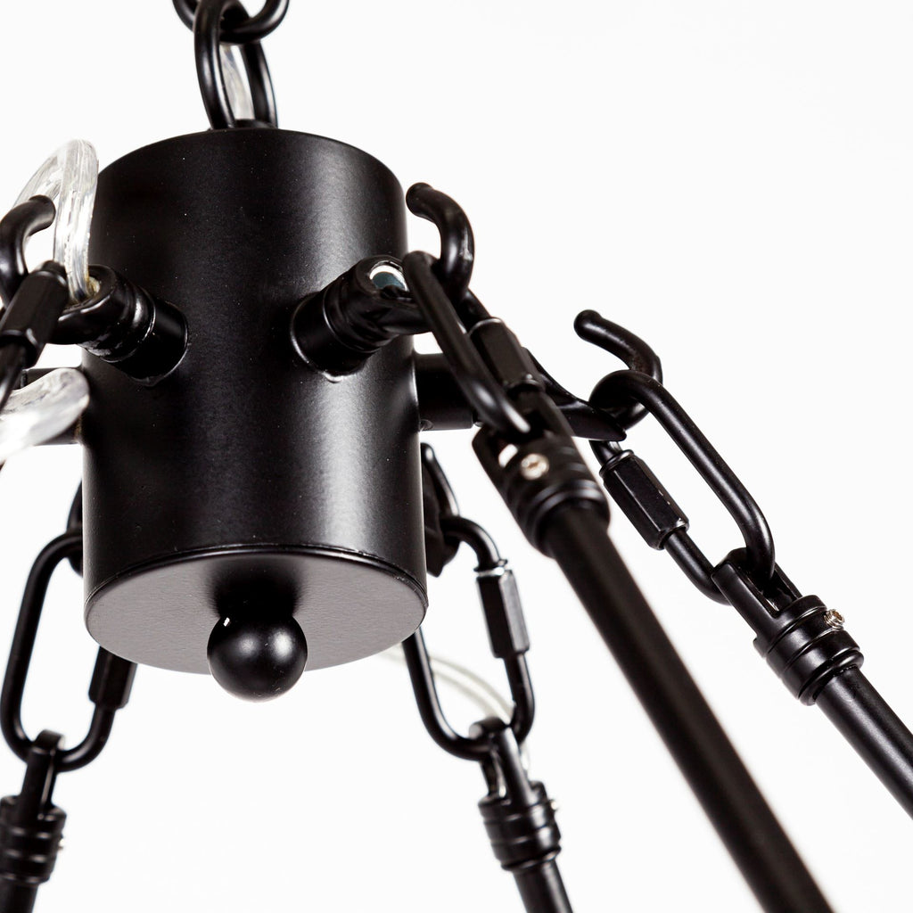 Close-up of the dimmable feature on the Black Candle-Style Chandelier