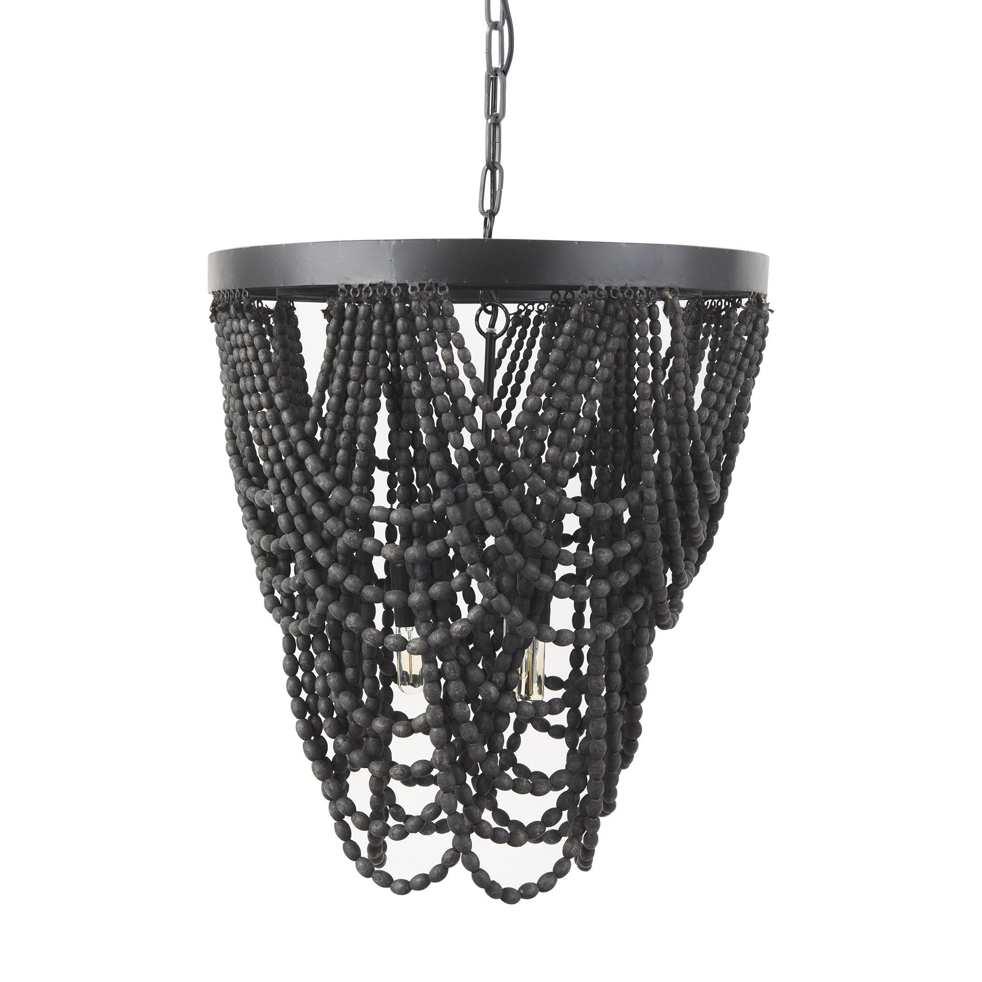 Black Empire Three Light Metal and Beads Dimmable Chandelier