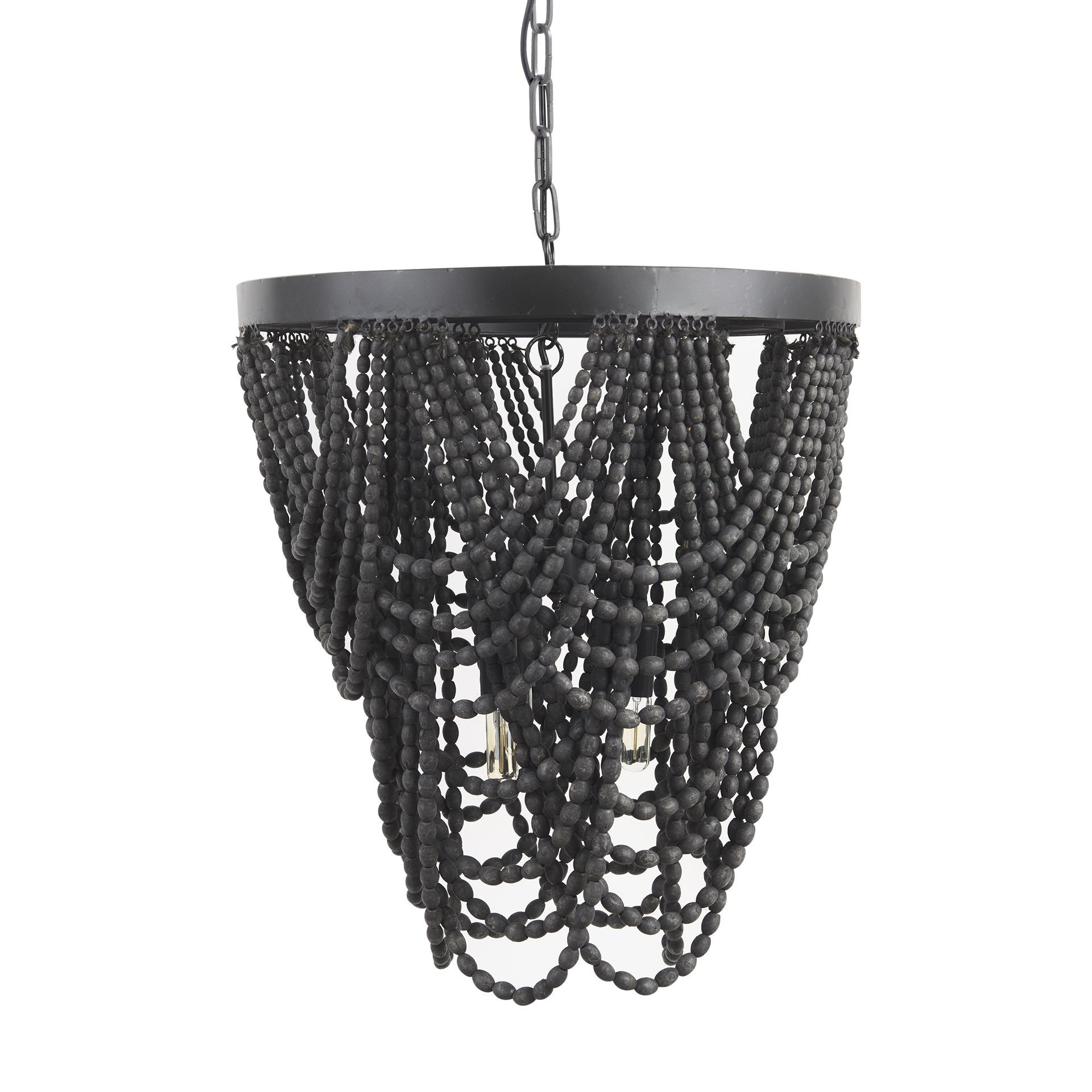 Black Empire Three Light Metal and Beads Dimmable Chandelier
