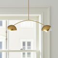 Brass Two Light Metal Dimmable Chandelier With White Shades