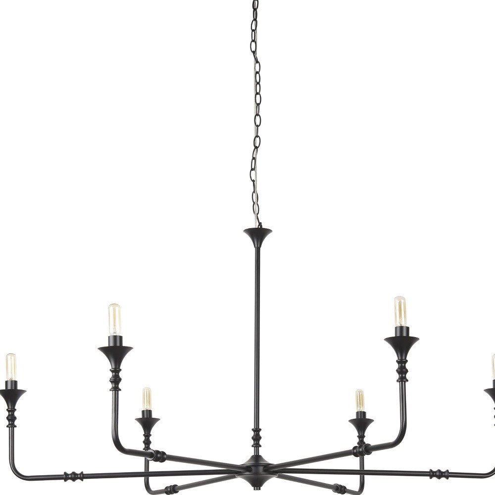 Black Candle Style Six Light Metal Dimmable Chandelier