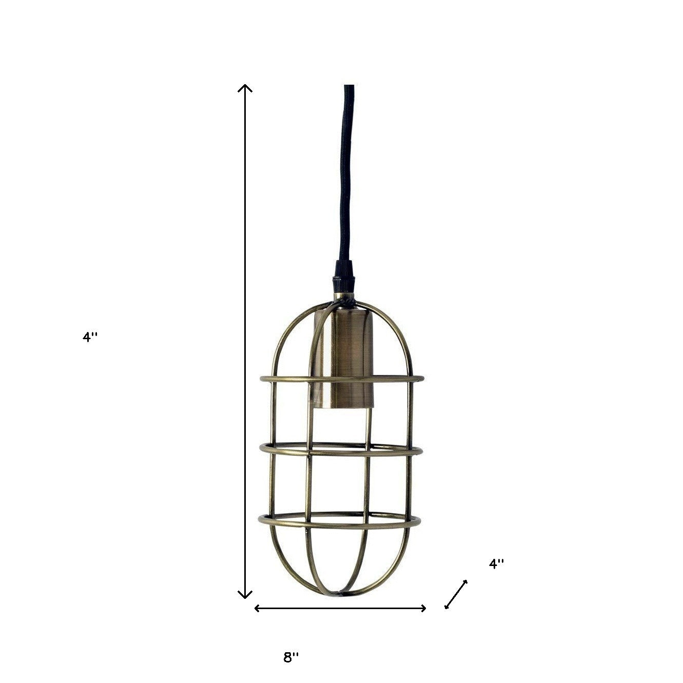Gold Single Metal Dimmable Ceiling Light With Antiqued Brass Shades