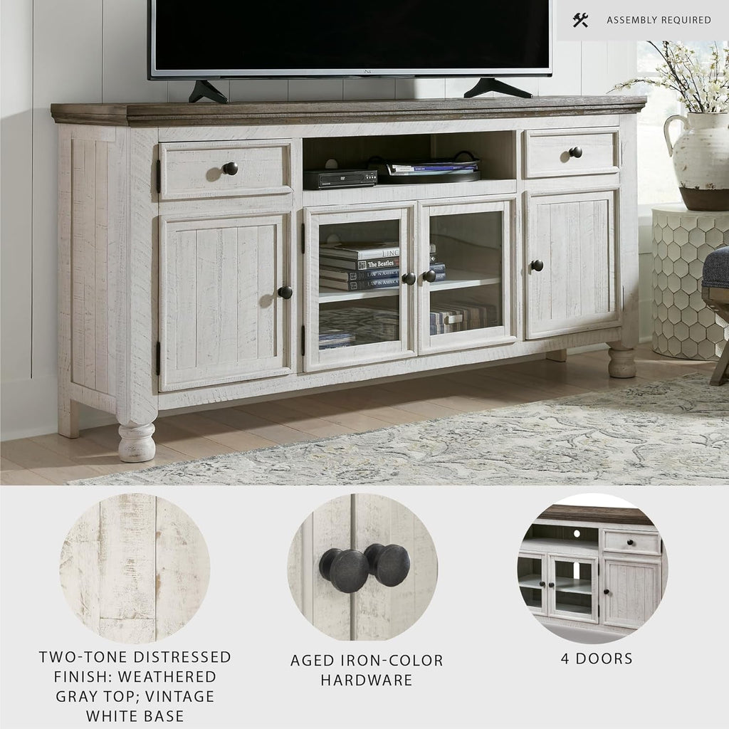Farmhouse TV Stand Weathered Gray Seventy Two Inch Televisions