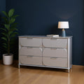 63" Silver Wood Six Drawer Double Dresser